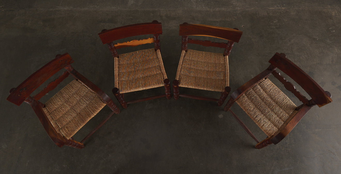 PAIR OF TROPICAL WOOD SIDE CHAIRS